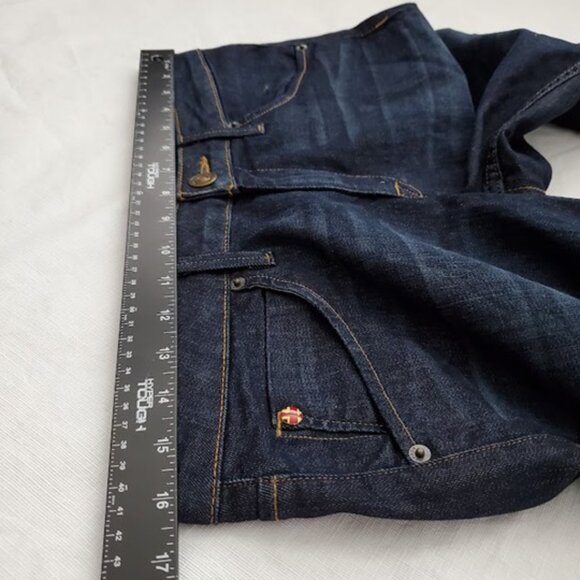 Hudson Jeans Bacara Straight Cuffed Back Flap Booty Pockets Dark Denim Size 29 - Picture 4 of 8